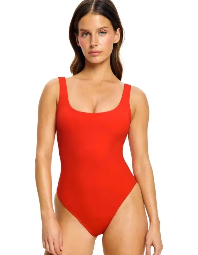 Modibodi Period Swimwear Scoop Neck One Piece Light Absorbency in Poinciana