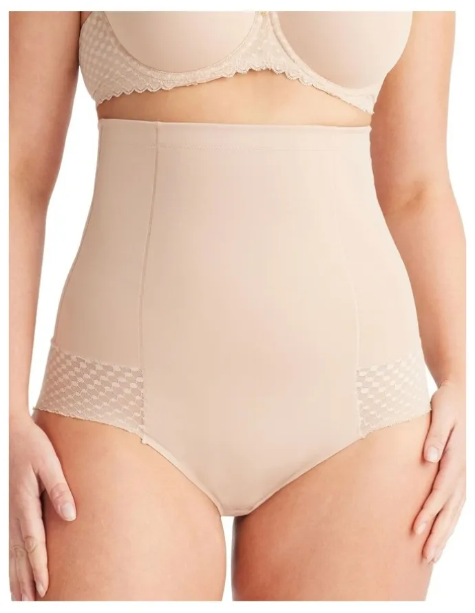 Nancy Ganz Revive Lace High Waisted Brief in Beige