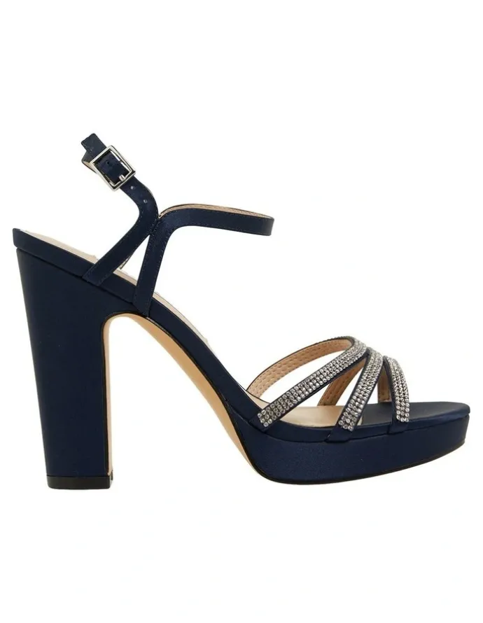 Nina Saralyn Navy Satin Sandals