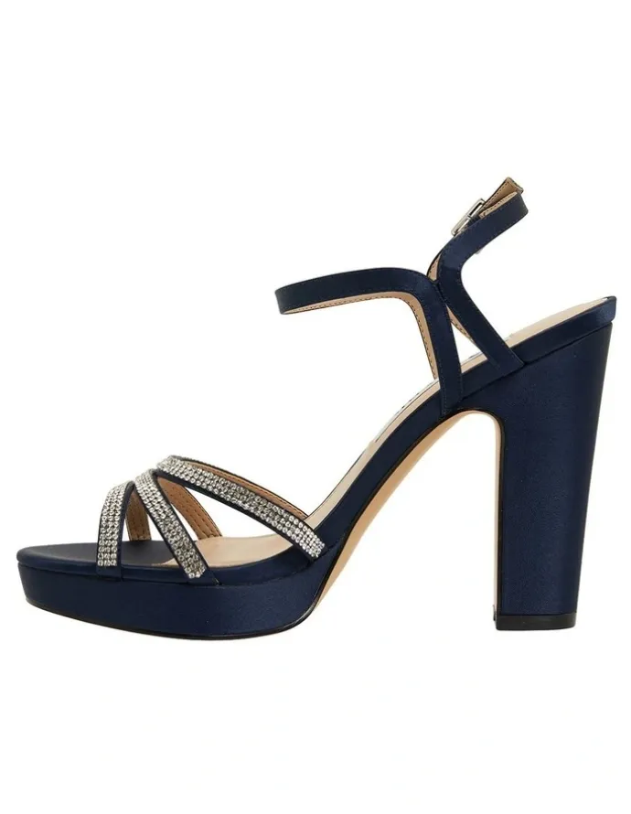 Nina Saralyn Navy Satin Sandals