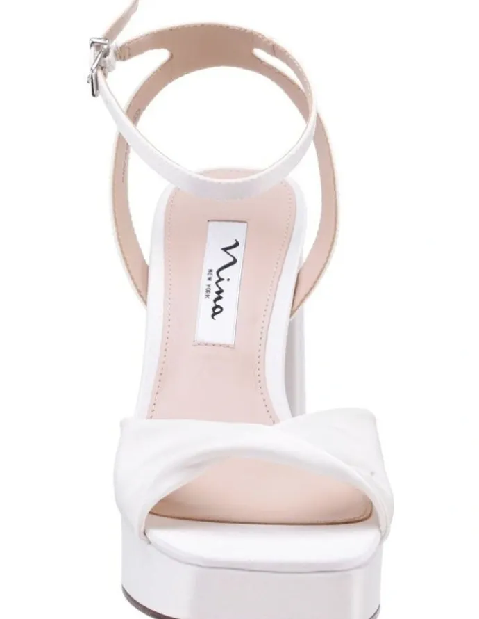 Nina Stacie Sandals in Ivory Satin