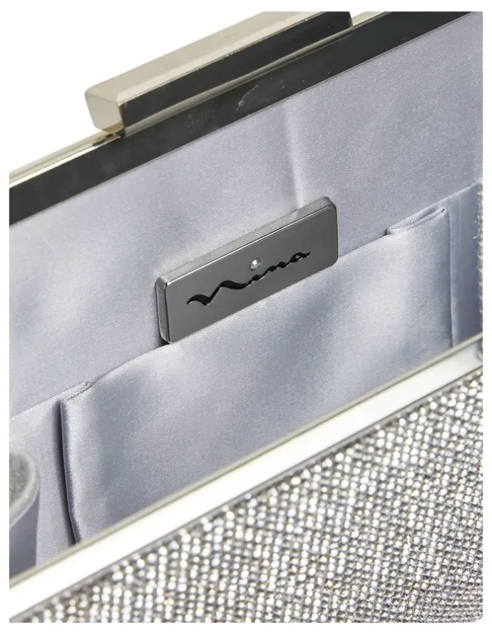 Nina Winslet Silver Beaded Clutch