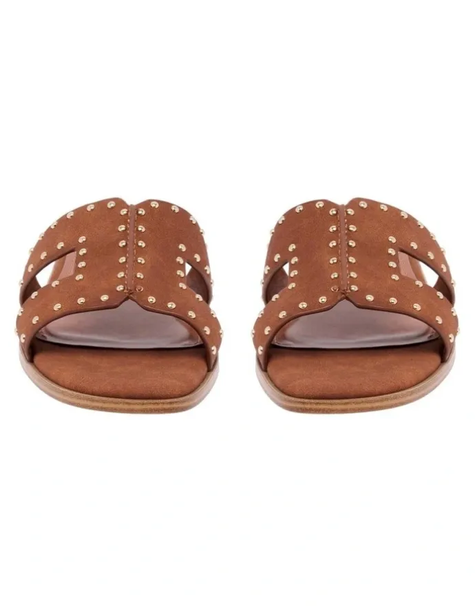 Nine West Giny Flat Sandal in Tan