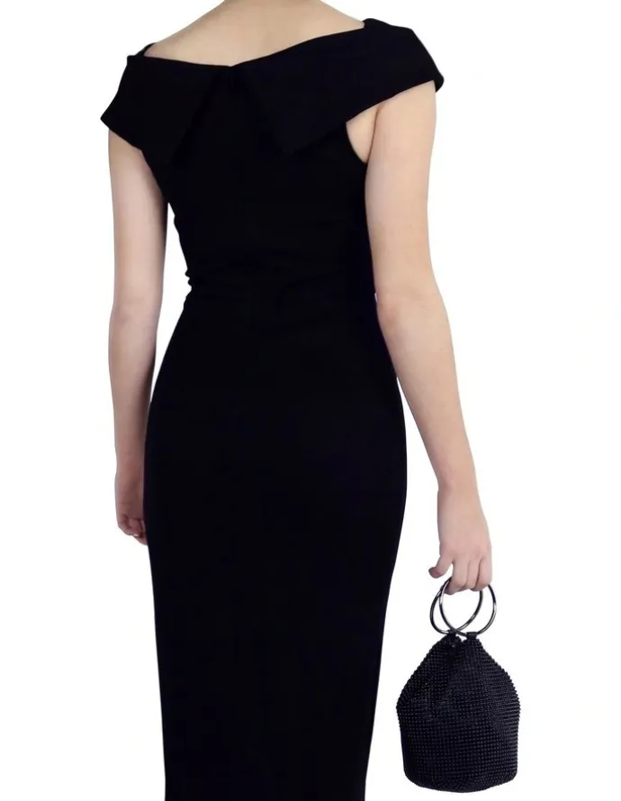 Olga Berg Bianca Ball Mesh Top Handle Bag in Black