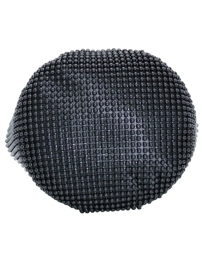 Olga Berg Bianca Ball Mesh Top Handle Bag in Black