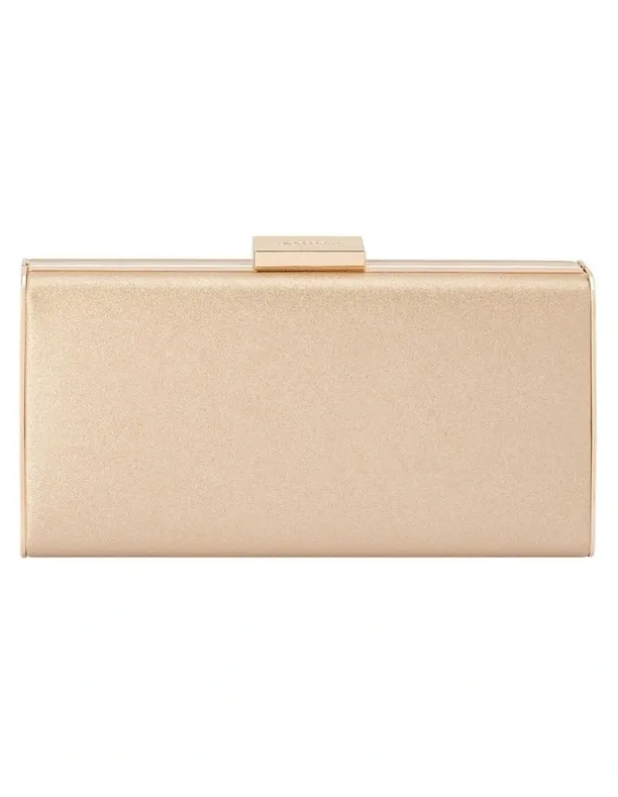 Olga Berg Precious Metallic Clutch in Champagne