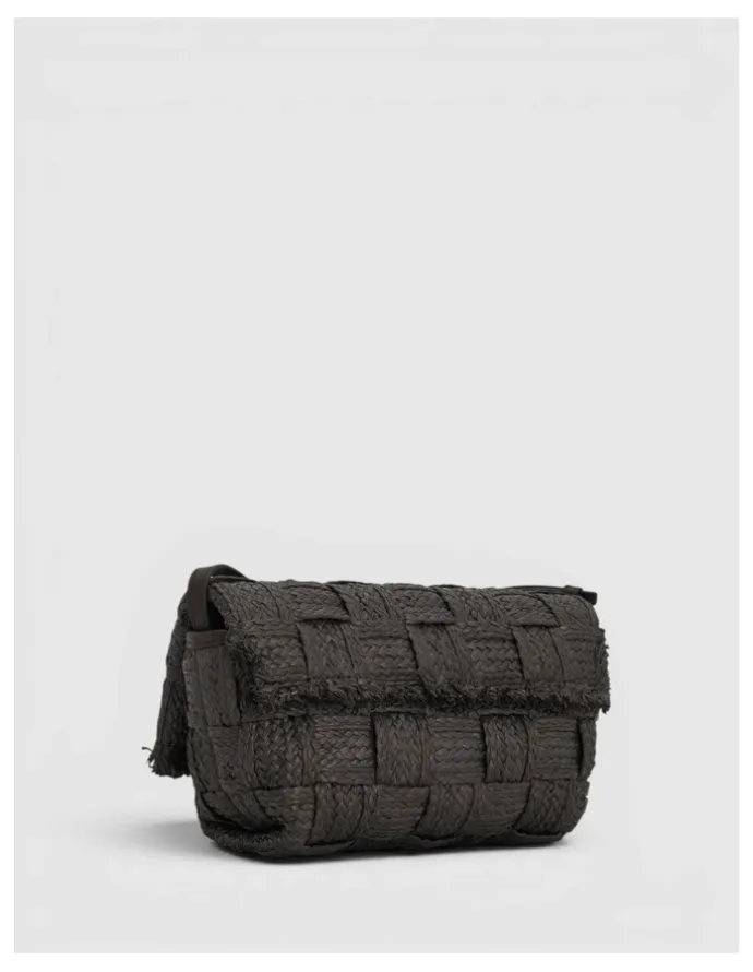 Oroton Etta Texture Medium Clutch in Dark Chocolate