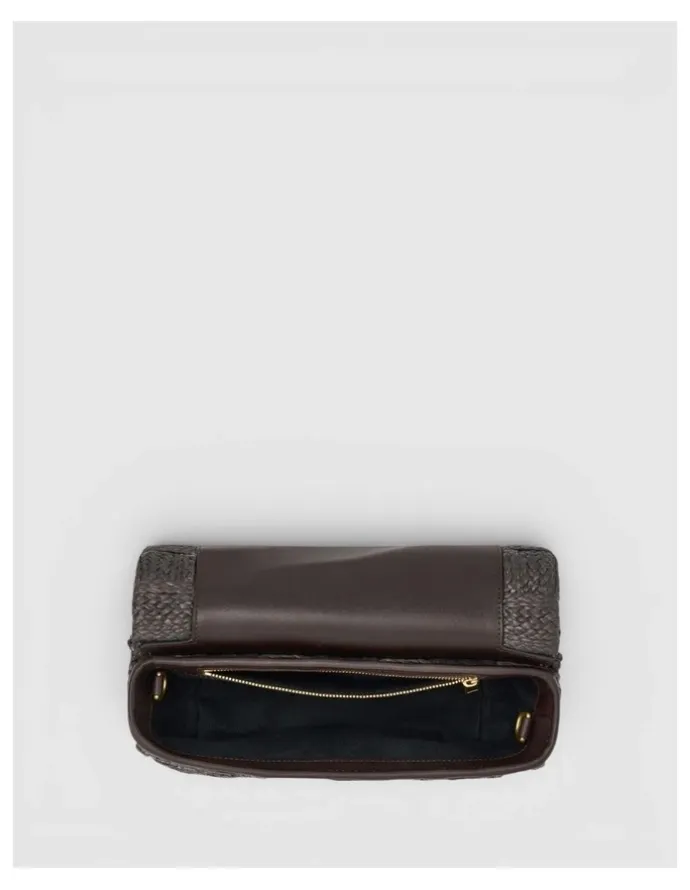 Oroton Etta Texture Medium Clutch in Dark Chocolate