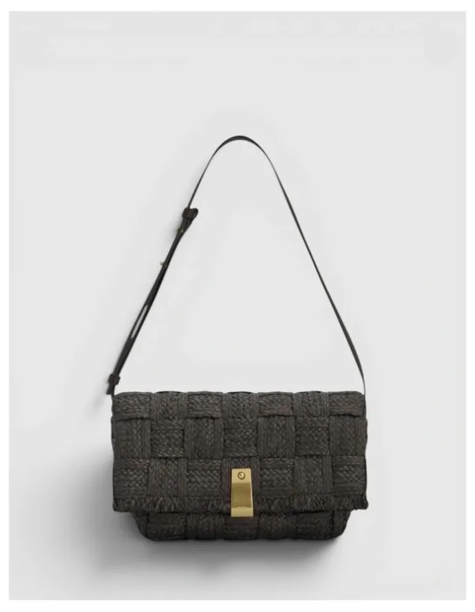 Oroton Etta Texture Medium Clutch in Dark Chocolate