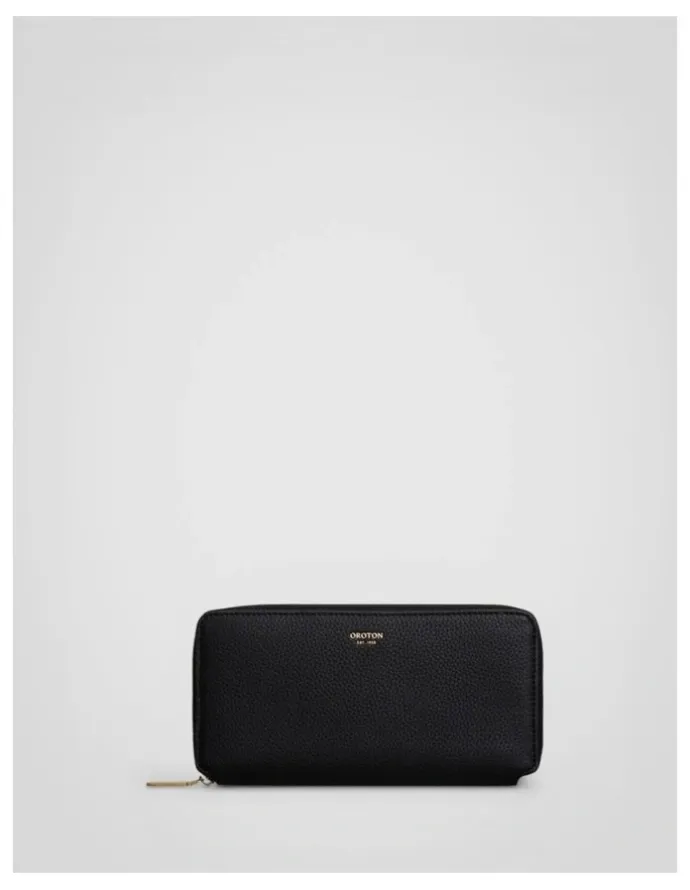 Oroton Margot Medium Zip Around Wallet in Black