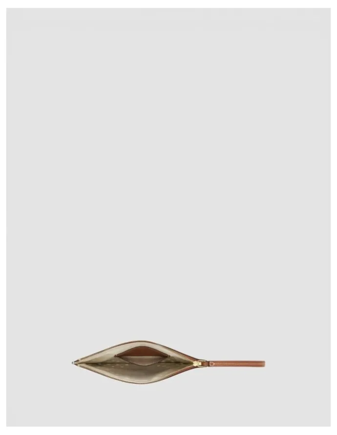 Oroton Polly Perforated Medium Pouch in Cognac
