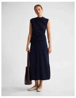 Oxford Adriana Cashmere Blend Top in Navy