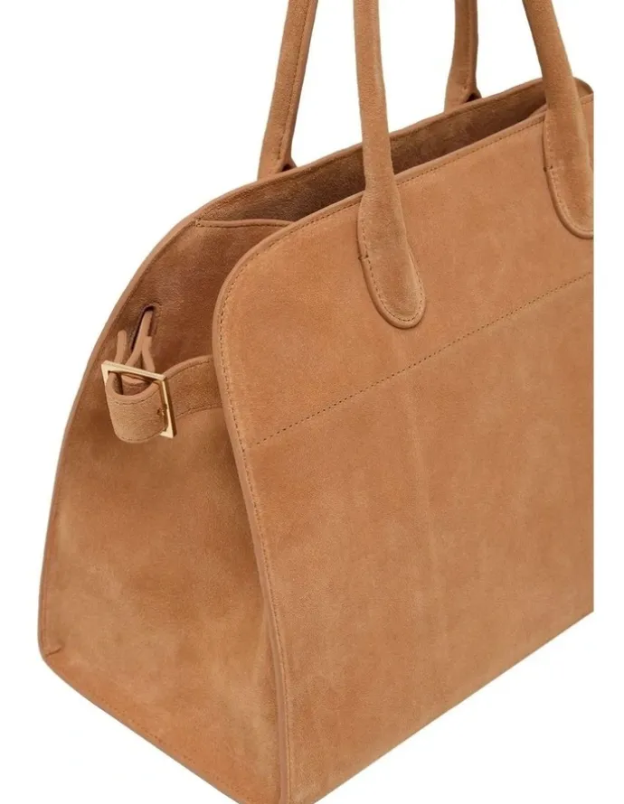 Oxford Bridget Top Handle Suede Bag in Tobacco