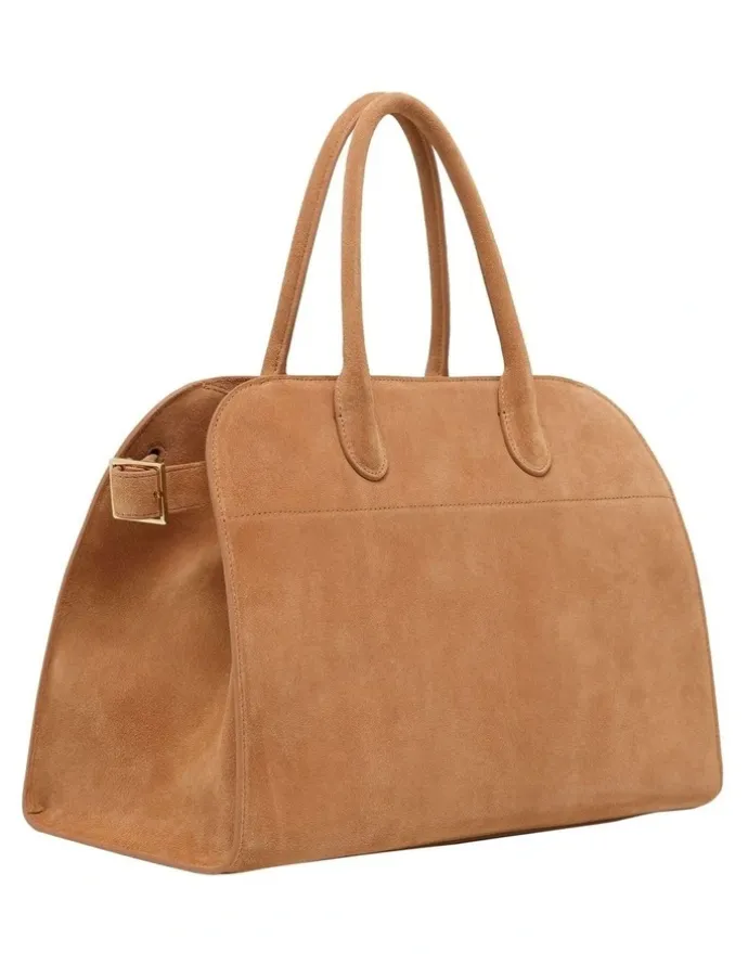Oxford Bridget Top Handle Suede Bag in Tobacco