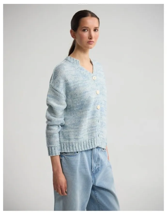 Oxford Dasha 2 Colour Cardigan in Blue/Ivory