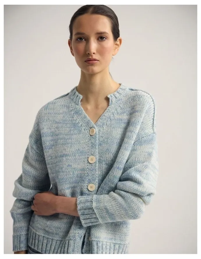 Oxford Dasha 2 Colour Cardigan in Blue/Ivory