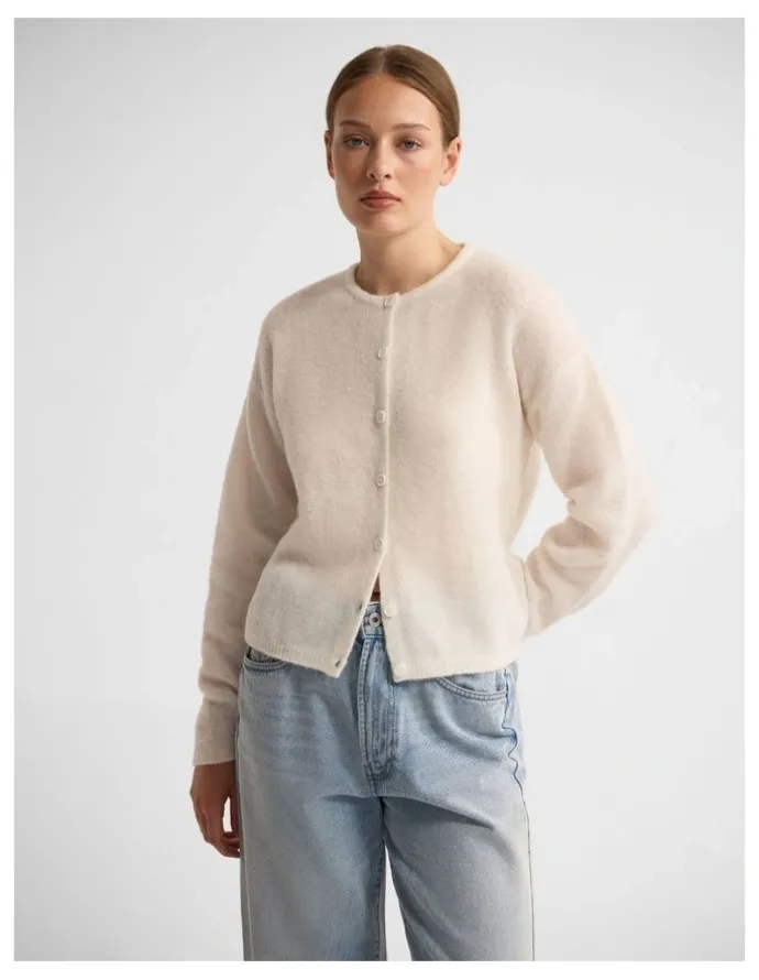 Oxford Jessie Wool Cardigan in Ivory