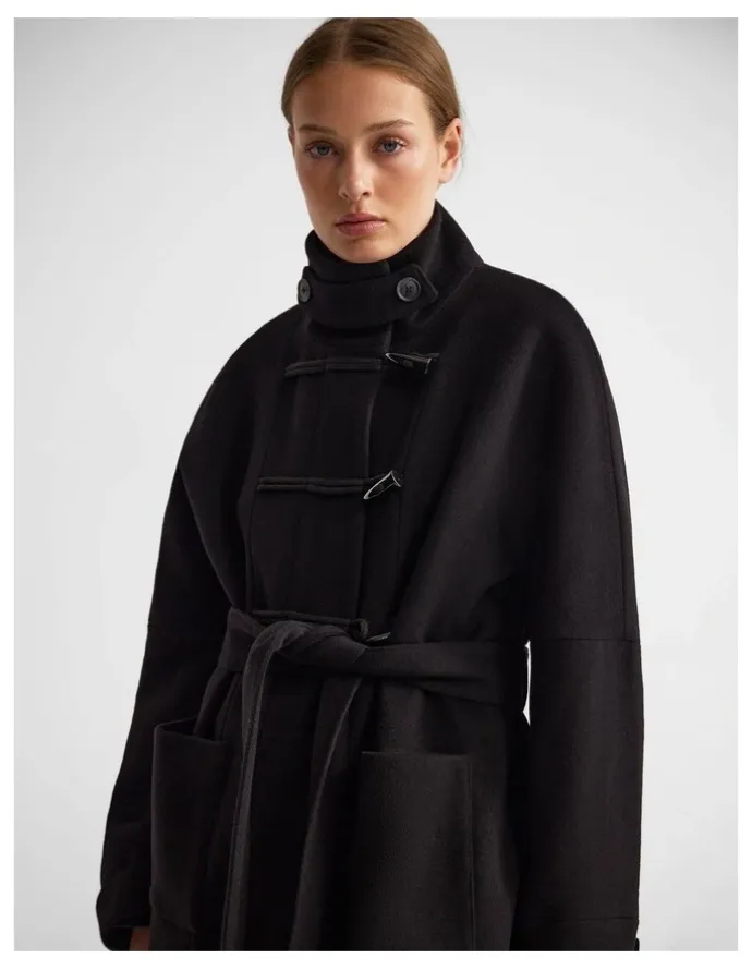 Oxford Kerry Funnel Collar Duffle Coat in Black