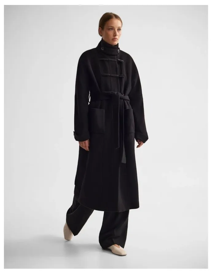 Oxford Kerry Funnel Collar Duffle Coat in Black