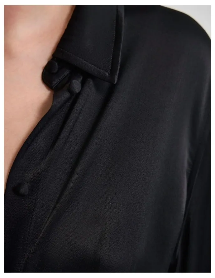 Oxford Lauren Silky Shirt in Black