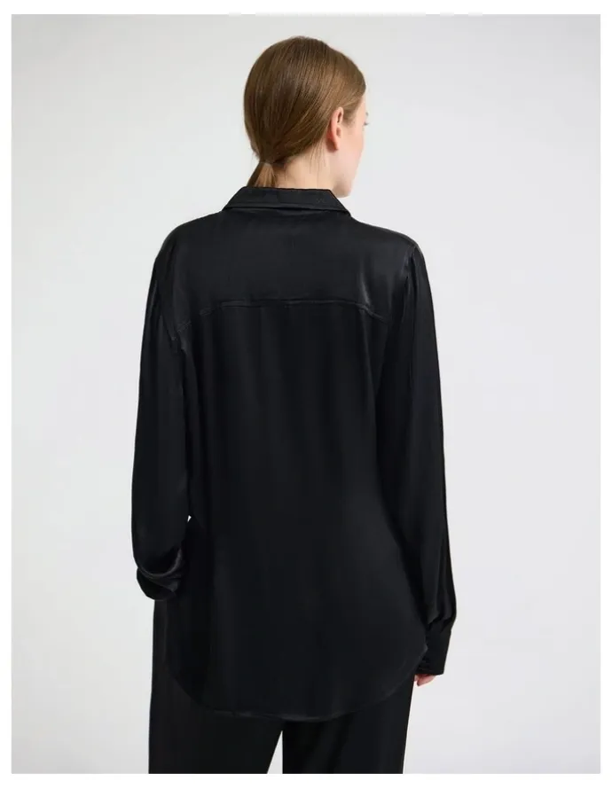 Oxford Lauren Silky Shirt in Black