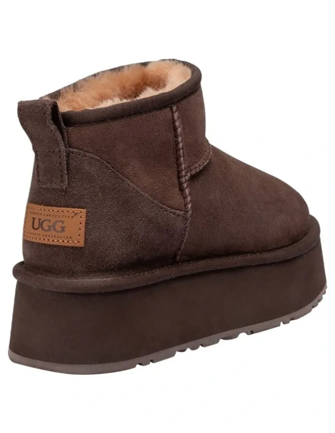Ozwear Ugg Classic Platform Ultra Mini Boots in Chocolate