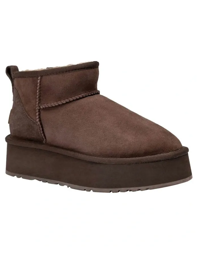 Ozwear Ugg Classic Platform Ultra Mini Boots in Chocolate