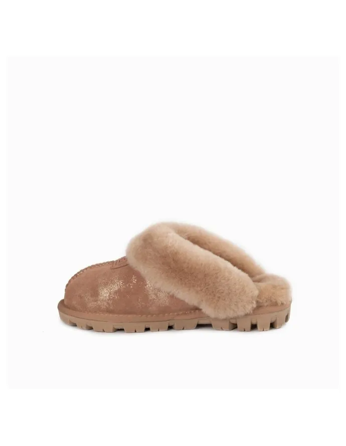 Ozwear Ugg Coquette Foil Print Slipper in Chestnut