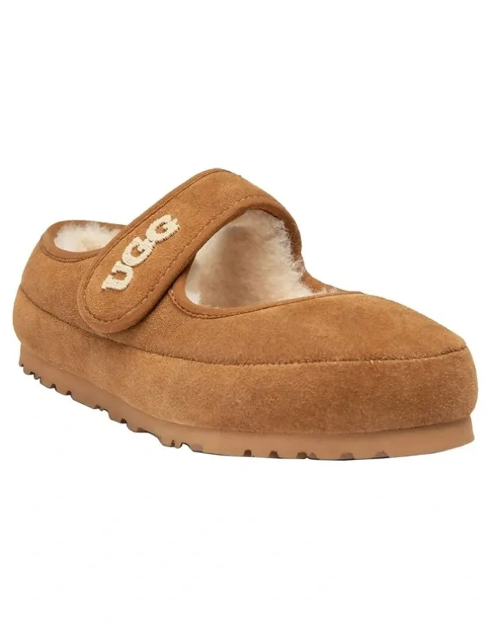 Ozwear Ugg Mary Jane Emb Logo Shoes in Chestnut