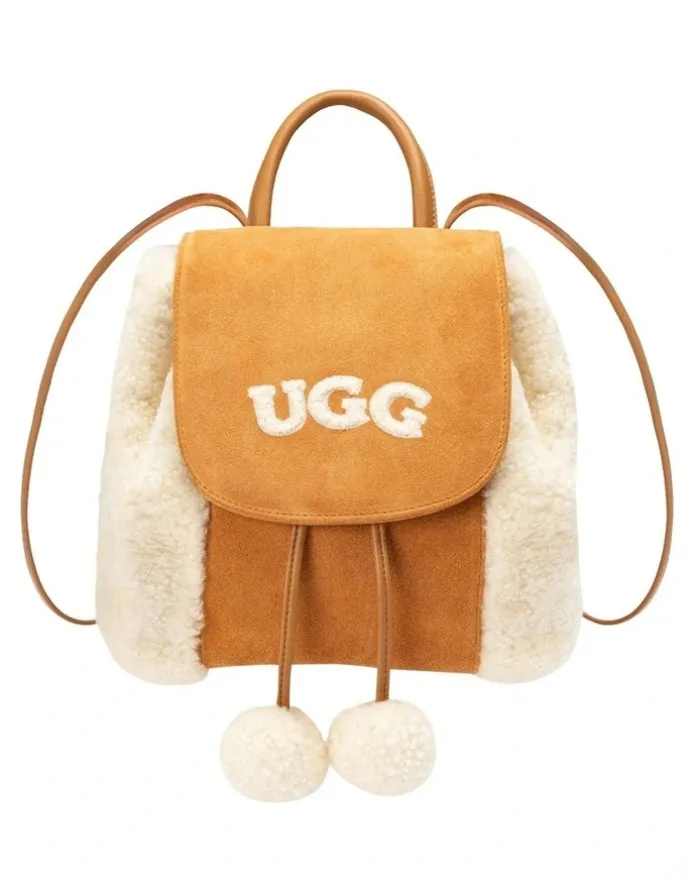Ozwear Ugg Ugg Pompom Fluffy Backpack in Chestnut
