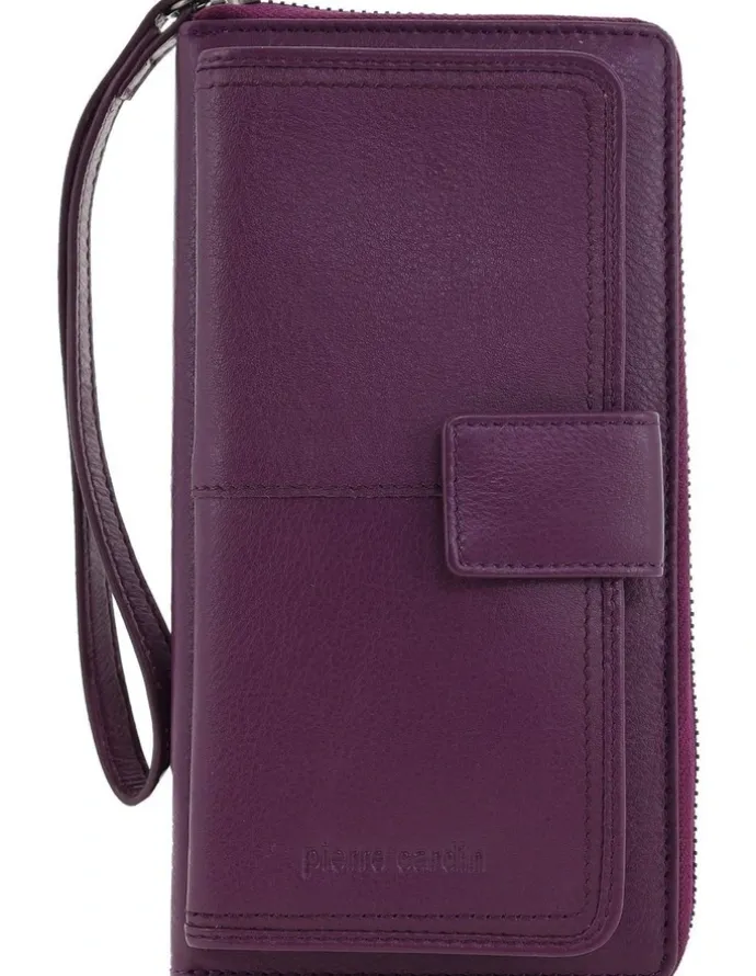 PIERRE CARDIN Pierre Cardin Zip Around Leather Wristlet Wallet in Wine