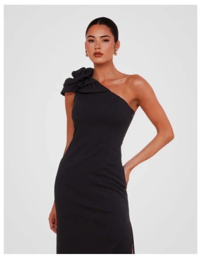 Pilgrim Warren One Shoulder Maxi in Black