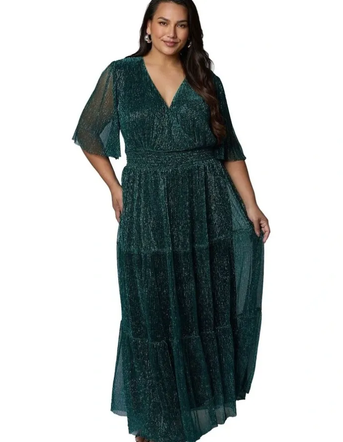 Pink Dusk by Curve Project Steamy Encounters Maxi Dress in Green