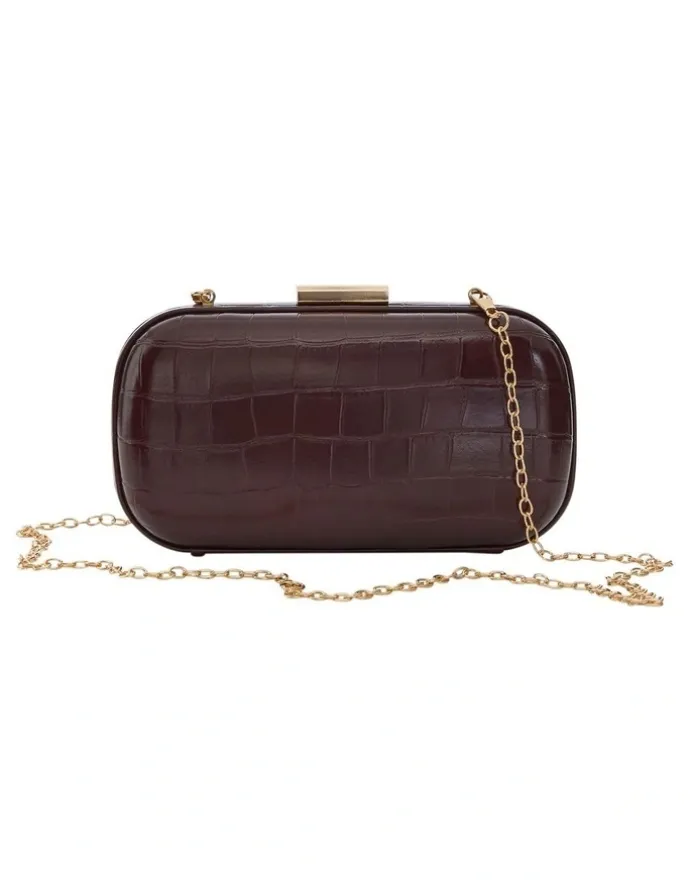 Ravella Chic Clutch Bag in Bordeaux Croc