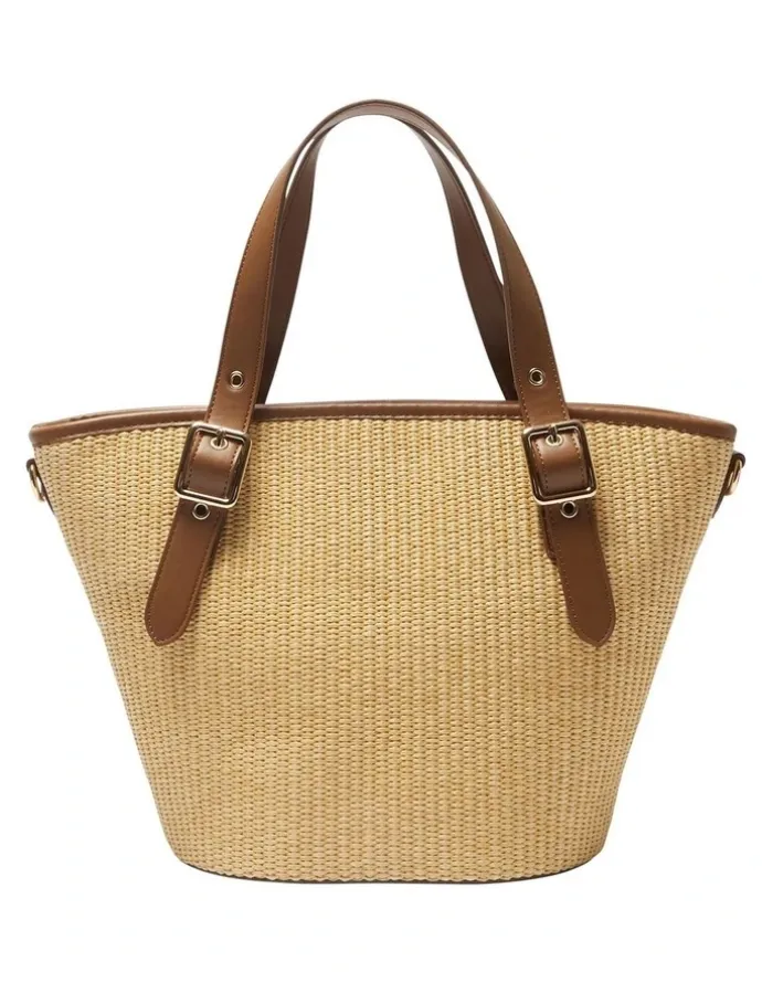 Ravella Gaze Tote Bag in Tan/Raffia