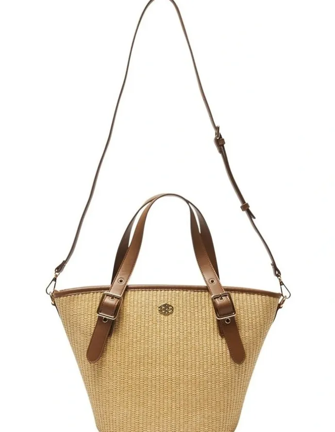 Ravella Gaze Tote Bag in Tan/Raffia