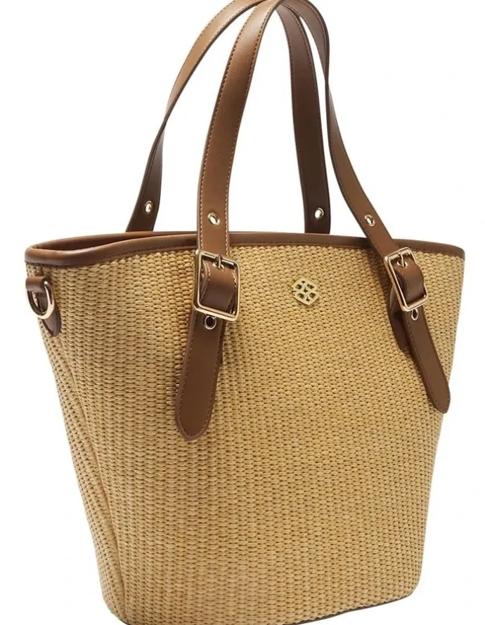 Ravella Gaze Tote Bag in Tan/Raffia