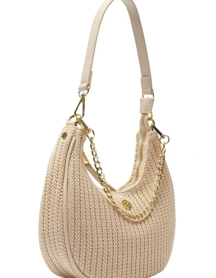 Ravella Julia Shoulder Bag in Nude/Raffia