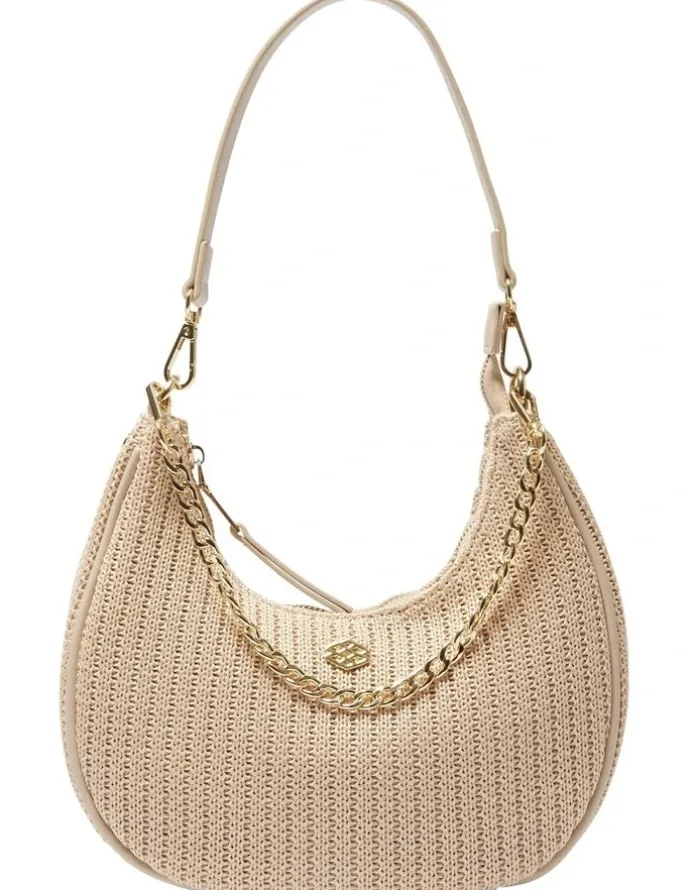 Ravella Julia Shoulder Bag in Nude/Raffia