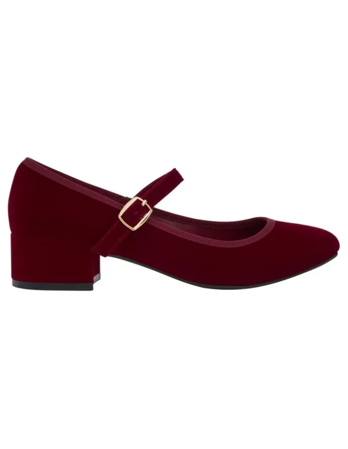 Ravella Juliet Heeled Shoes in Wine Velvet