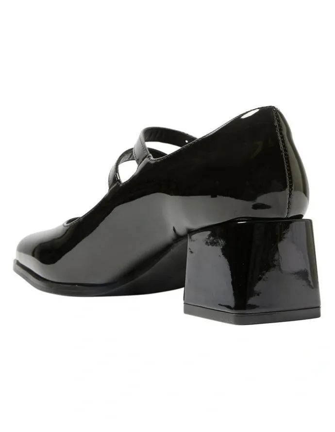 Ravella Metro Heeled Shoes in Black Patent