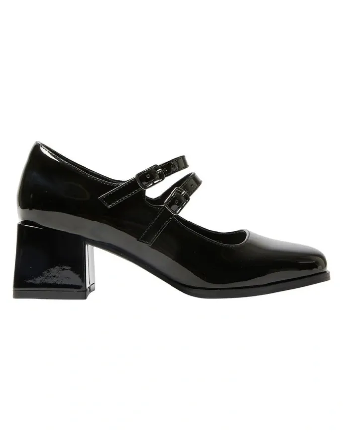 Ravella Metro Heeled Shoes in Black Patent