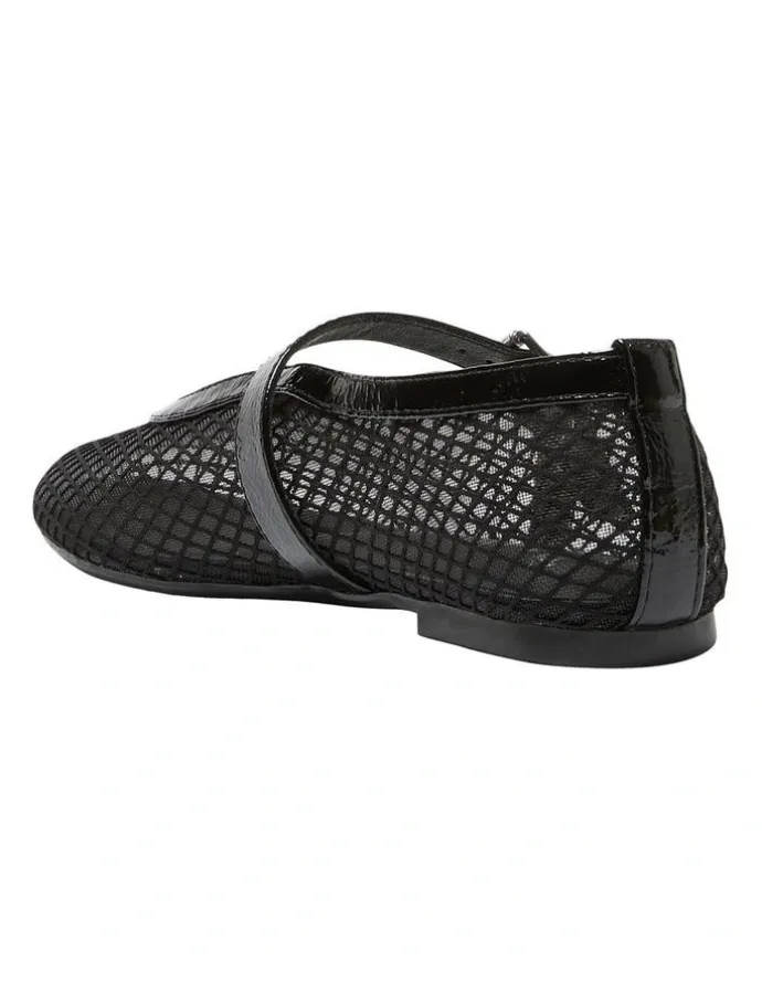 Ravella Reign Ballet Flats in Black Mesh