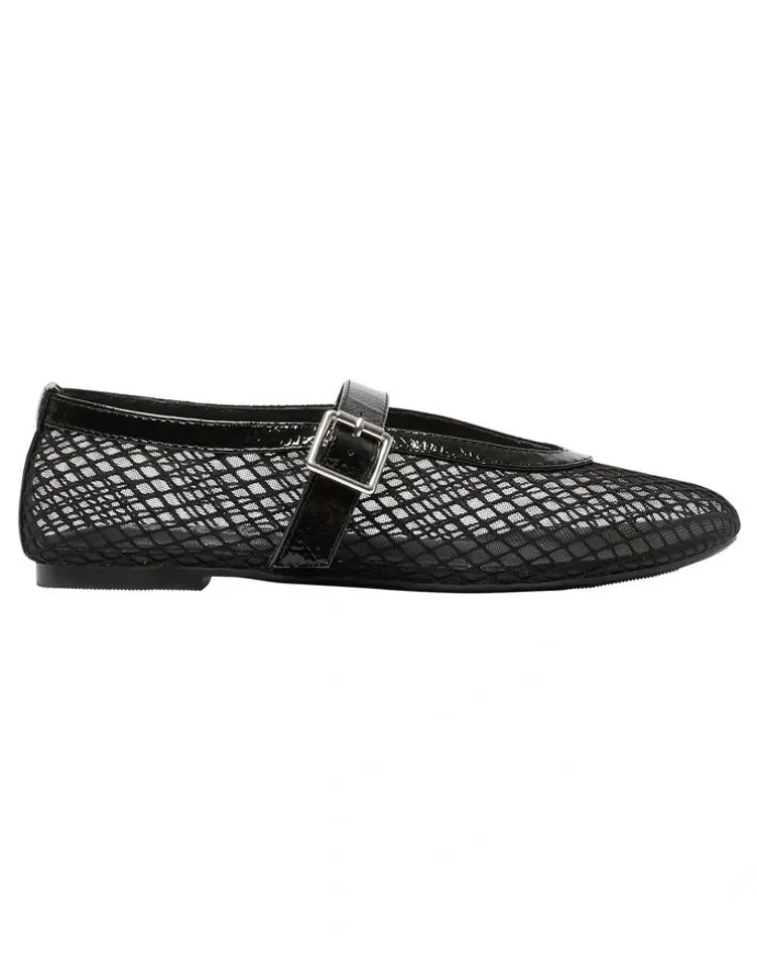 Ravella Reign Ballet Flats in Black Mesh