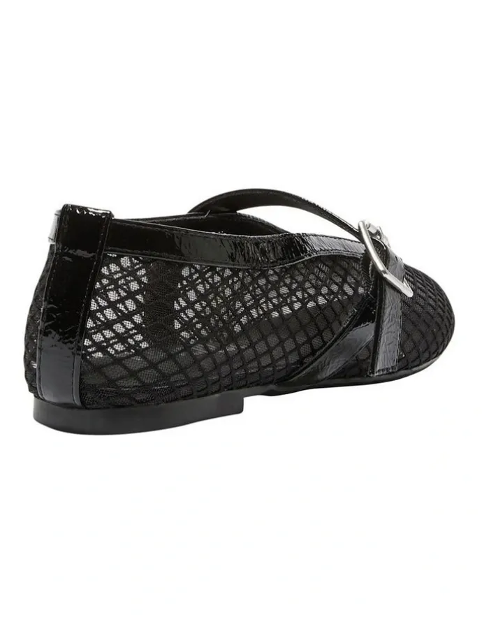 Ravella Reign Ballet Flats in Black Mesh