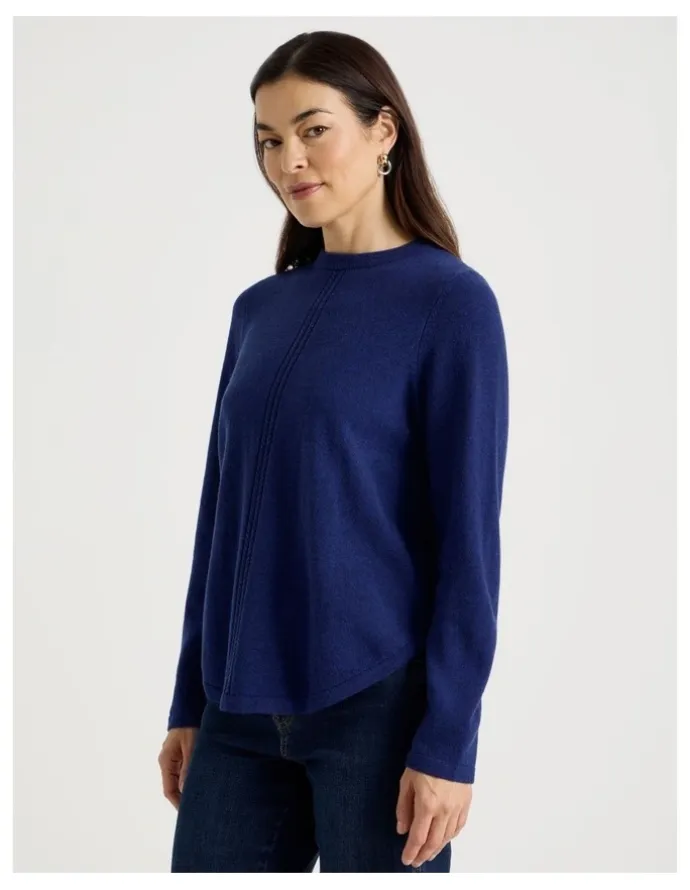 Regatta Cable Front Jumper With Plaited Neck Band in Marine