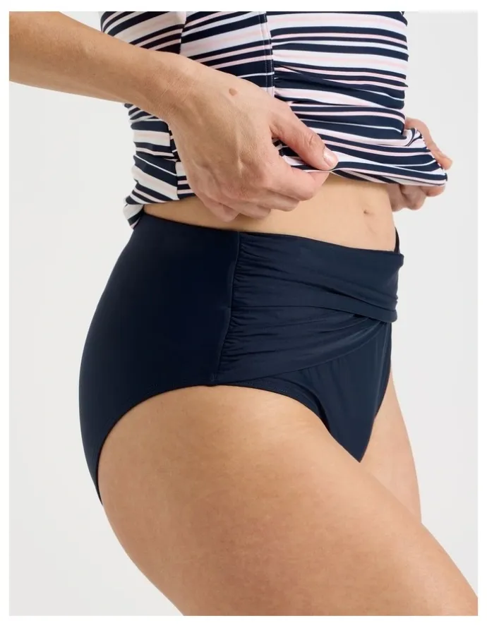 Regatta Katie Ruched Cross Front Bikini Bottom in Midnight