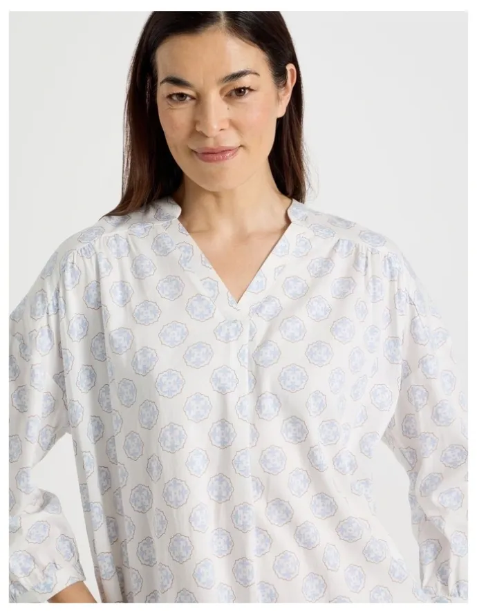 Regatta Relax Woven 3/4 Sleeve Long Nightie in White Medallion Print