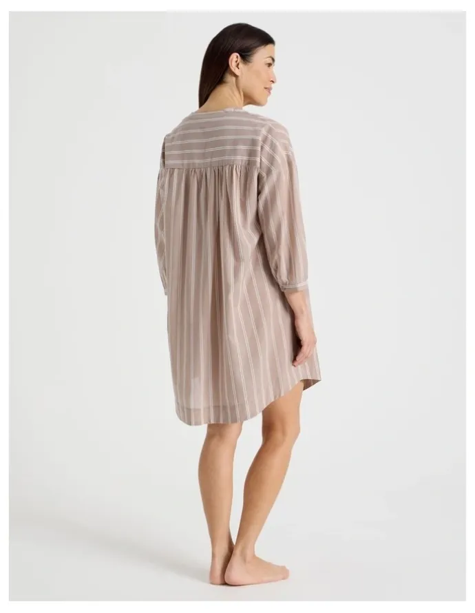 Regatta Relax Woven 3/4 Sleeve Long Nightie in Ginger Stripe