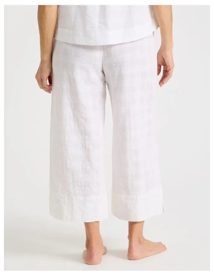 Regatta Seersucker 7/8 Woven Sleep Pants in White